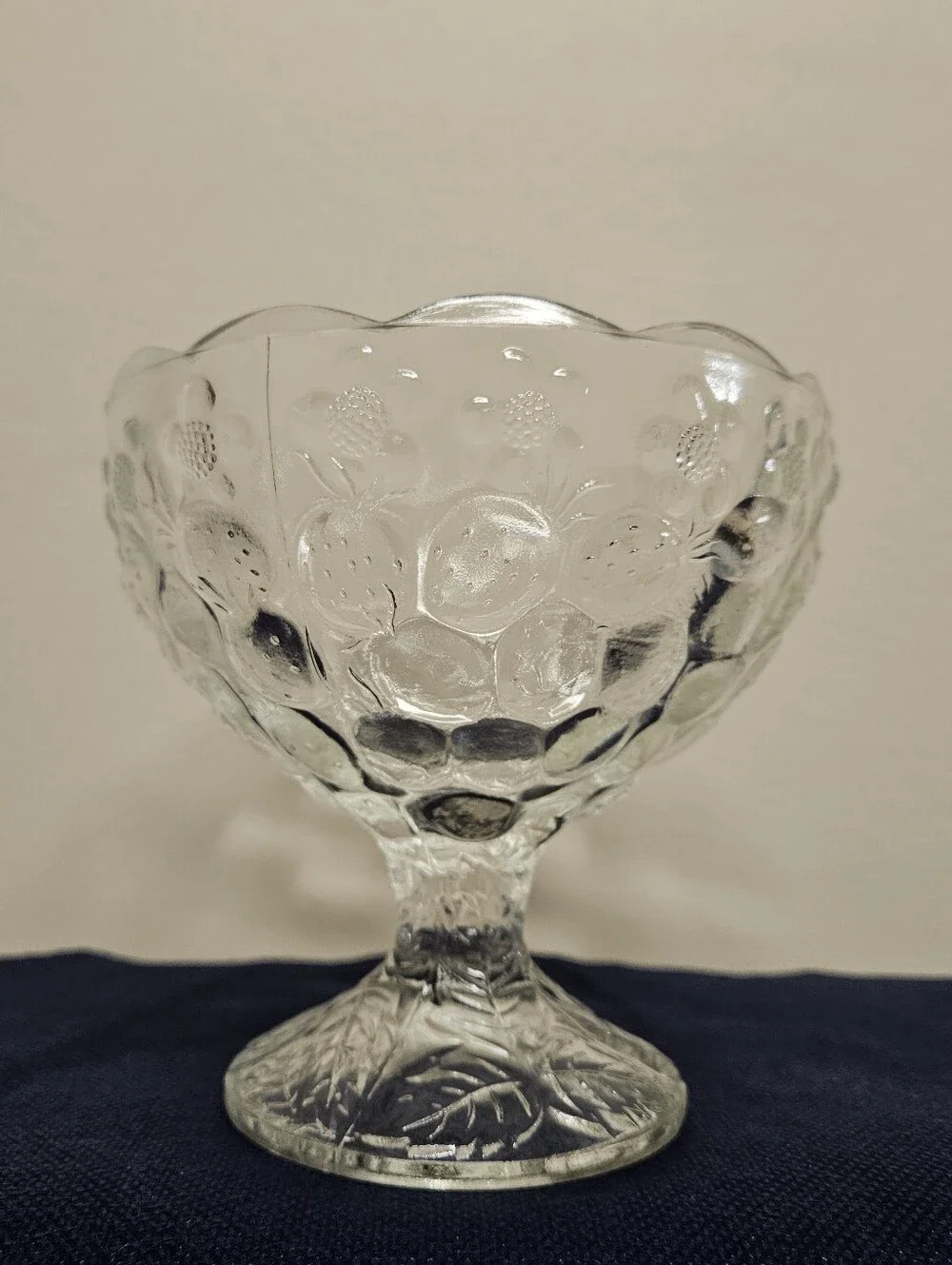 Strawberry & Floral Pattern‎ Glass Compote